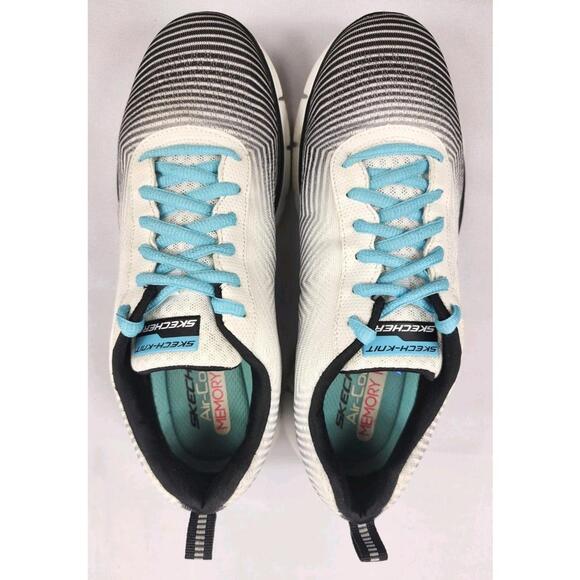 Skechers Womens 7.5 M Air Cooled Memory Foam Athletic Sneakers White Striped - Picture 6 of 9